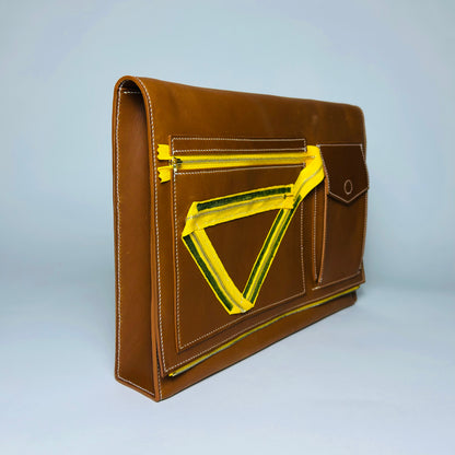 item no 10. yellow zipper briefcase